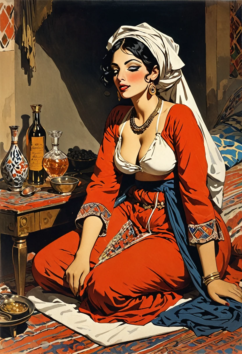 A prostitute intoxicated by opium。Women of Algiers