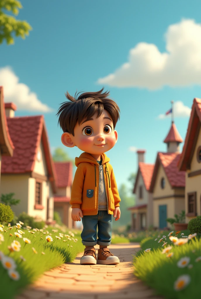 he boy drew a housees for village people. Ali learned that true magic lies in kindness and sharing. 3d animation Disney inspired