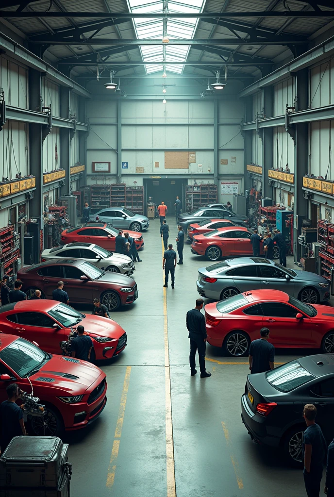 Very large and spacious motorbike and car workshop