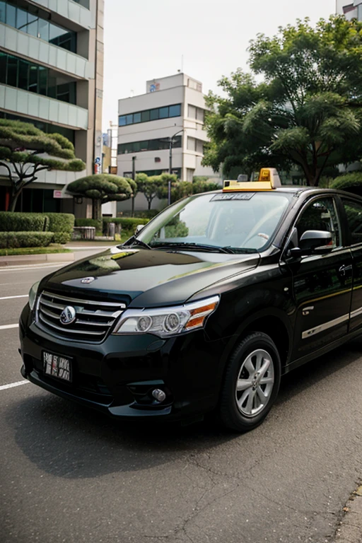 Japanese black taxi vehicle and Japanese businessman