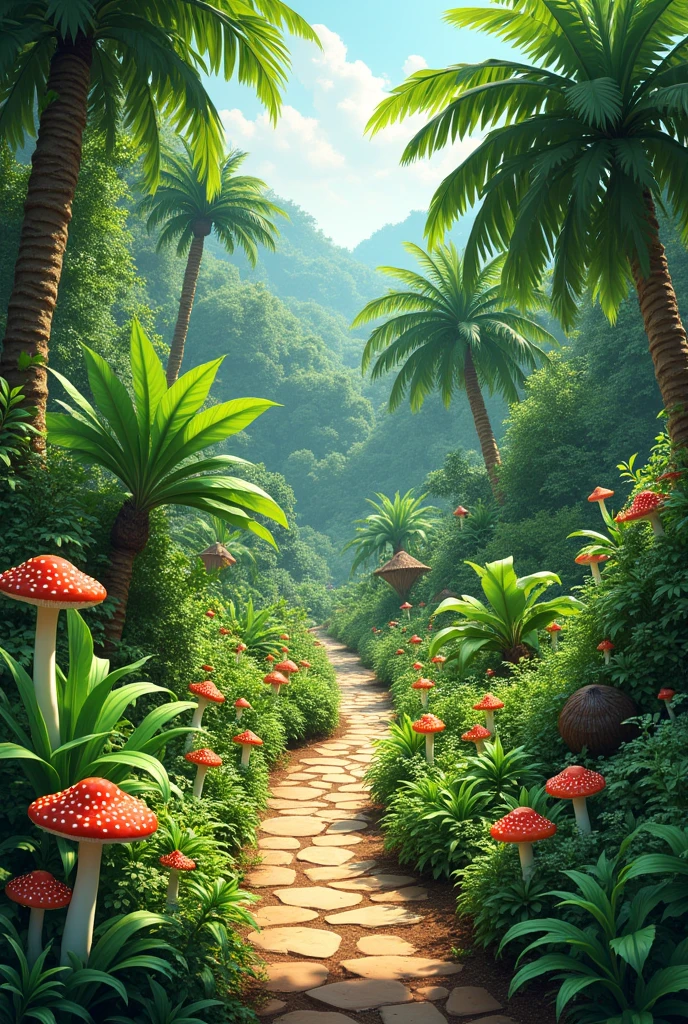 Create an image for you correctly. You said: Create a garden image using AI It is a vegetable plot with the following vegetables: Galangal tree, lemongrass tree, kaffir lime tree, bird's eye chili tree, jinda chili tree, coconut tree, lime tree, shallot tree, coriander tree, mushrooms