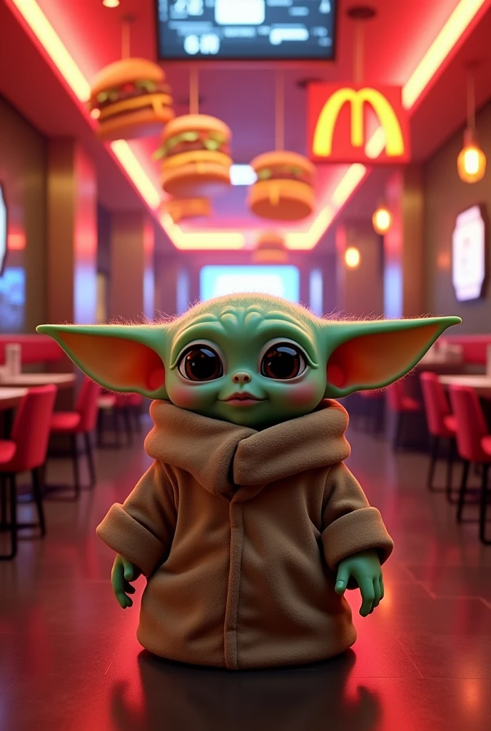 A club called Rakata with a McDonald's theme and a baby Yoda