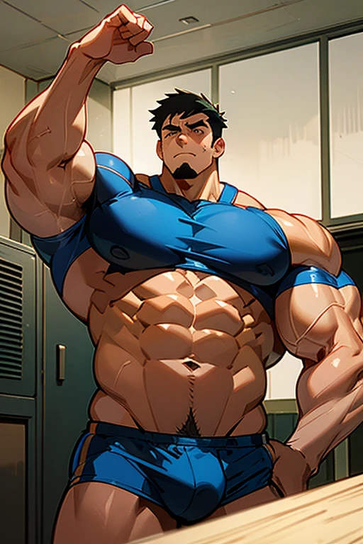 Ash Ketchum from Pokémon anime as a big dumb age muscular bodybuilder jock in a locker room flexing and staring blankly with mouth gaping open as his eyes glow under hypnosis as he repeats, "Bigger... Dumber.... Must obey.... More like a jock bro every day.... Yes, Coach. I obey. Huhuhuhuh.... Sweaty brutes must obey.... Sweaty brutes do what you say.... Big ... sweaty ... musky jock bro.... The muscles must grow. The old smarts must go.... Recruit the nerds and watch them grow. Make them like us, ... more big dumb jock bros. Huhuhuh.... We will grow. We will spread. We will make more dumb jocks.... We will grow... We will spread... We will make more dumb jocks.... We will grow. We will spread. We will make more dumb jocks.... Assimilate.... Grow.... Transform.... Become.... Convert.... Be a dumb jock.... All must be jocks. All must obey. Forget, ... conform, ... dumb down, ... and obey.... Just ... like ... me.... " in deep mindless emotionless voice with fellow hypnotized jocks to forget about catching ghosts and focus instead on training his body and obeying his coach. Mouth dropped open. Hyper swollen bulging crotch. Hyper muscles. Toned muscles. 5% body fat. Steam rising from armpits and shoulders. Big biceps. Big triceps. Broad shoulders. Big traps. Big lats. Big meaty pecs. Massive deltoids. Six-pack abs. Spherical glutes. Brainwashing. Hypnosis. Hypnotized. Bro. IQ drain. Dumber and dumber. Meathead. Musclehead. Mindless. Hypno. Mind control. Brain drain. Entranced. Brute. Brutification. Brain drain. brainwashed. brainwash. Meathead jock bro assimilation. Mindless. Brainless. Empty stare. Hairy pecs. Hairy armpits. Treasure trail.