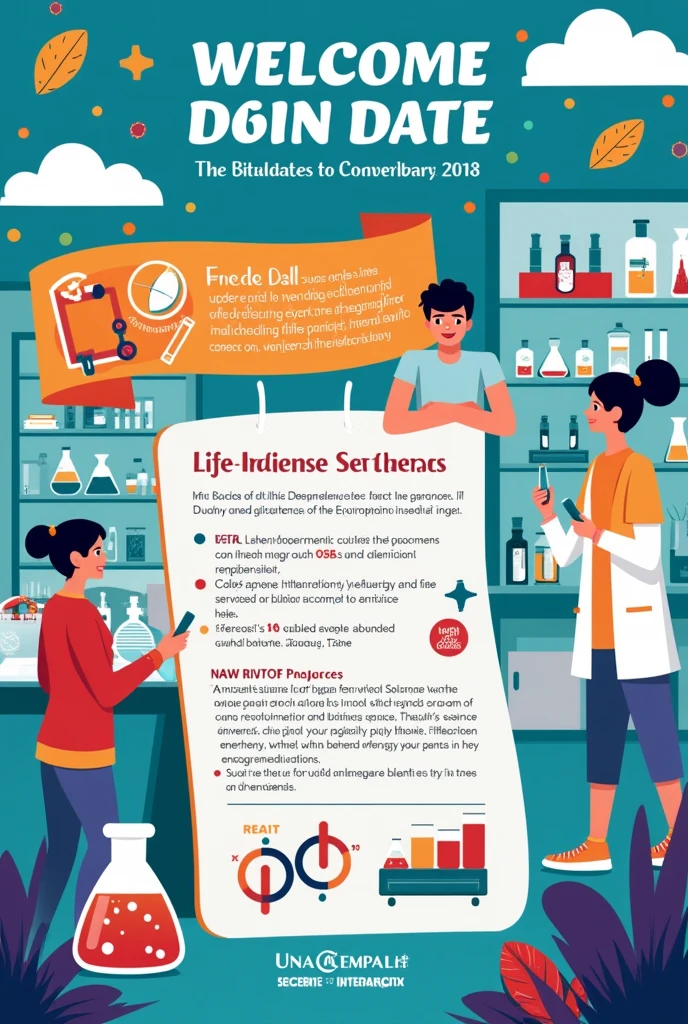 Welcome freshers science poster , life science department, on orientation day timing 10am to 12pm