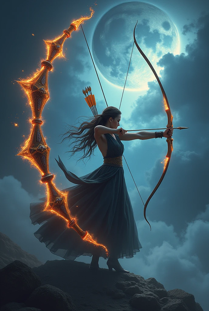 A bow and arrow that resembles Katniss Everdeen&#39;s from The Hunger Games and is similar to Apollo&#39;s bow, but the bow has arrows that are fire, water, wind, and poison. 