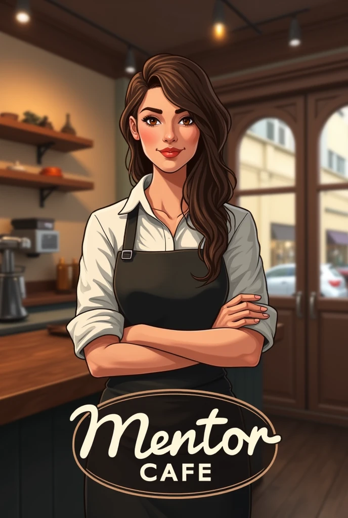 Create a coffee shop logo, shop name, Mentor Cafe