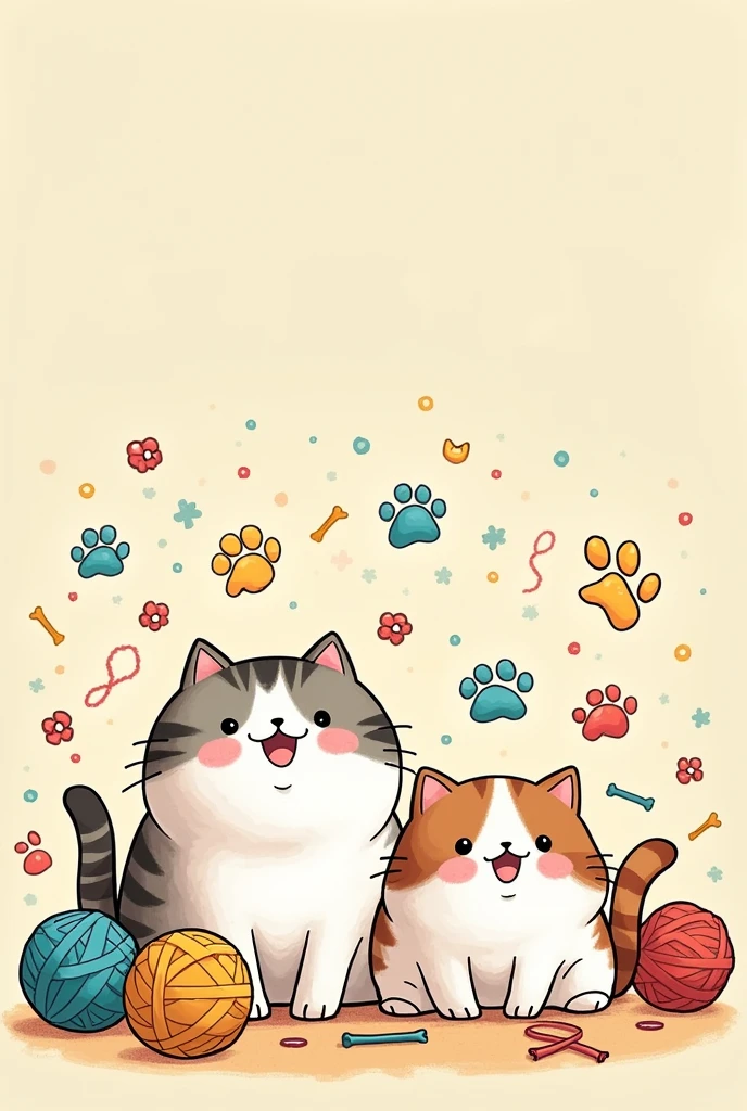 Can you generate an image of this Incorporate cartoon-style drawings or icons of cats, paws, fish bones, or yarn balls. This can give the overlay a whimsical and cat-themed feel.
