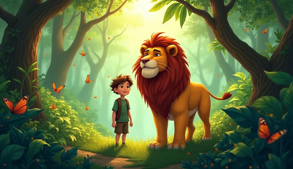 And so, the jungle thrived in harmony, with Oliver and the lion leading the way, showing everyone that friendship can blossom in the most unexpected places, even between a and the mighty King of the Jungle.