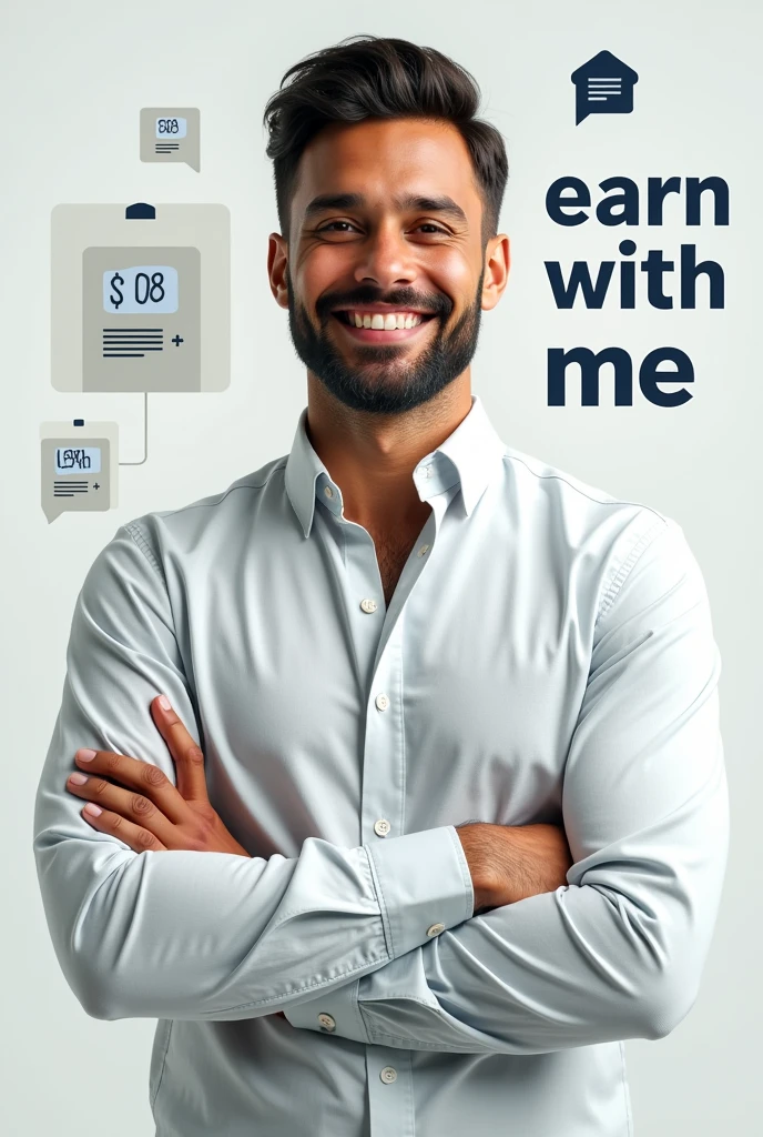 Online earning content profile With text Earn with me. Men picture