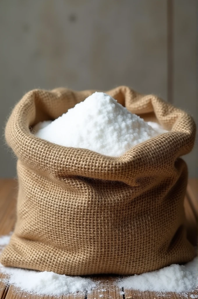 White sugar in burlap sack
