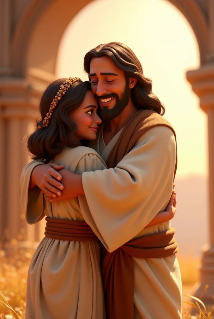 jesus hugging his friend pixar 3d drawing style