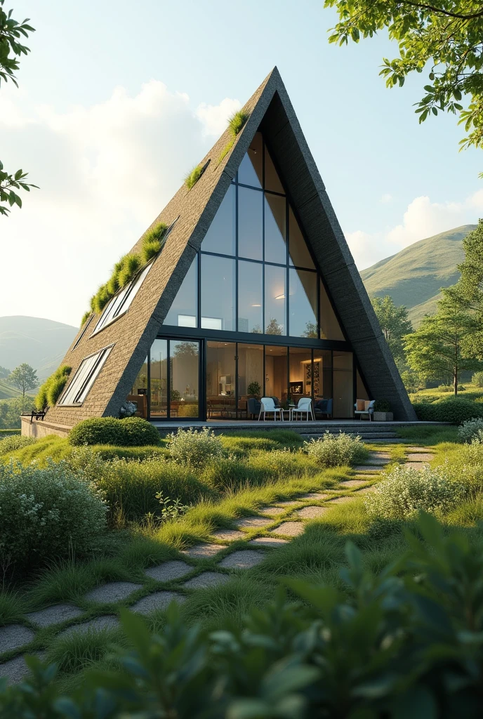 sustainable big 1 storey triangular shaped building
