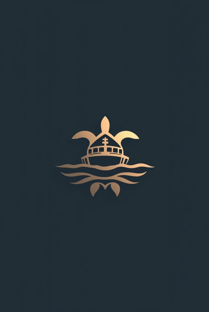 I need you to help me create a logo for a luxury yacht tour execution service in the Galapagos.
I want this logo to represent the security of execution that is behind the sale.. Let the symbol be clear and minimalist, referencing both the silhouette of a Galapagos tortoise and the silhouette of objects related to "the execution of a yacht trip". I would like it to be in iron colors 