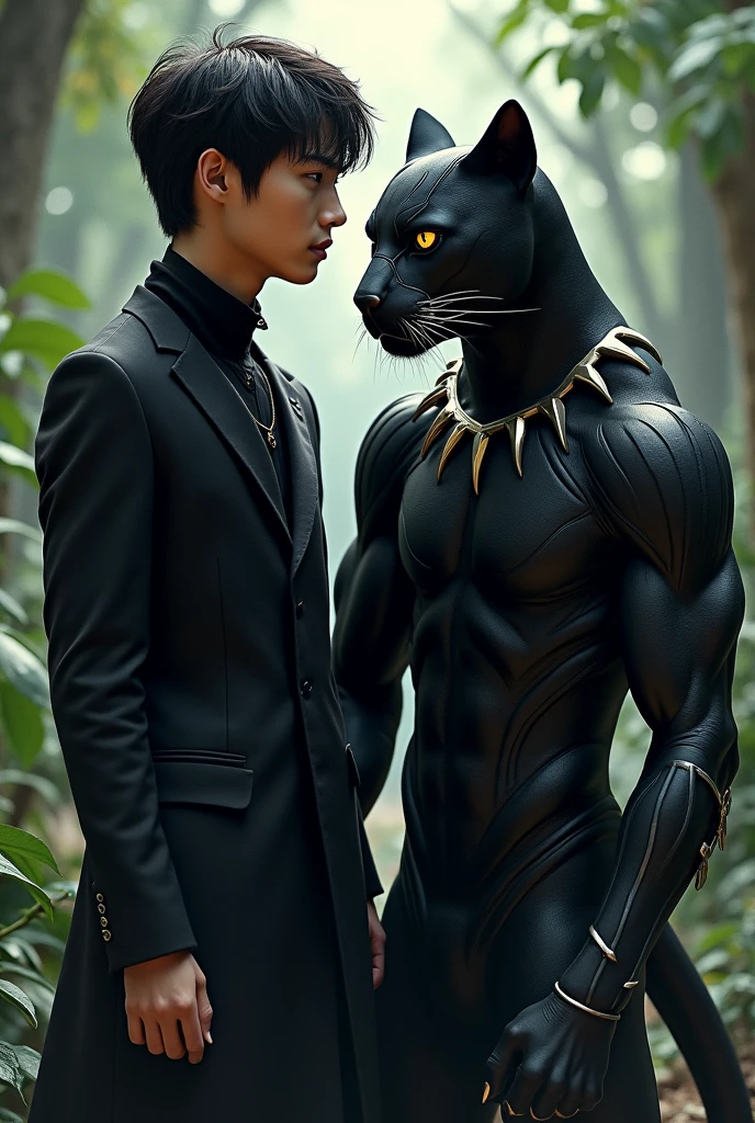 Jeon jungkook with black panther in side