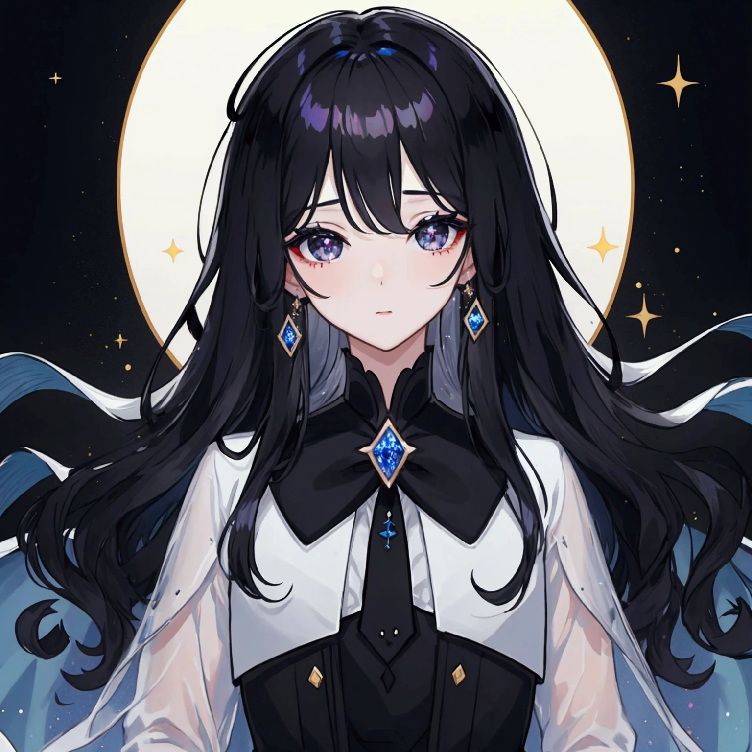 (illustration), (highest quality), (masterpiece), (Glitter), (Dress with black diamond brooch), (alone), (man 1명) A delicately drawn face, Blue-black hair, Curly hair, pale skin, Eyes that sparkle like black diamonds, Transparent black eyes with beautiful details, Cat-eyed, man, 20&#39;s, 아름다운 투명한 illustration, Soft gradient, ((The background is blurry)), (noble), (멋있는 man), (어깨가 넓은 man), (적당히 건장한 man), (man 캐릭터), (중세 man 캐릭터), (boy)