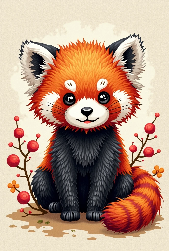 cute little red panda, scross stitch pattern