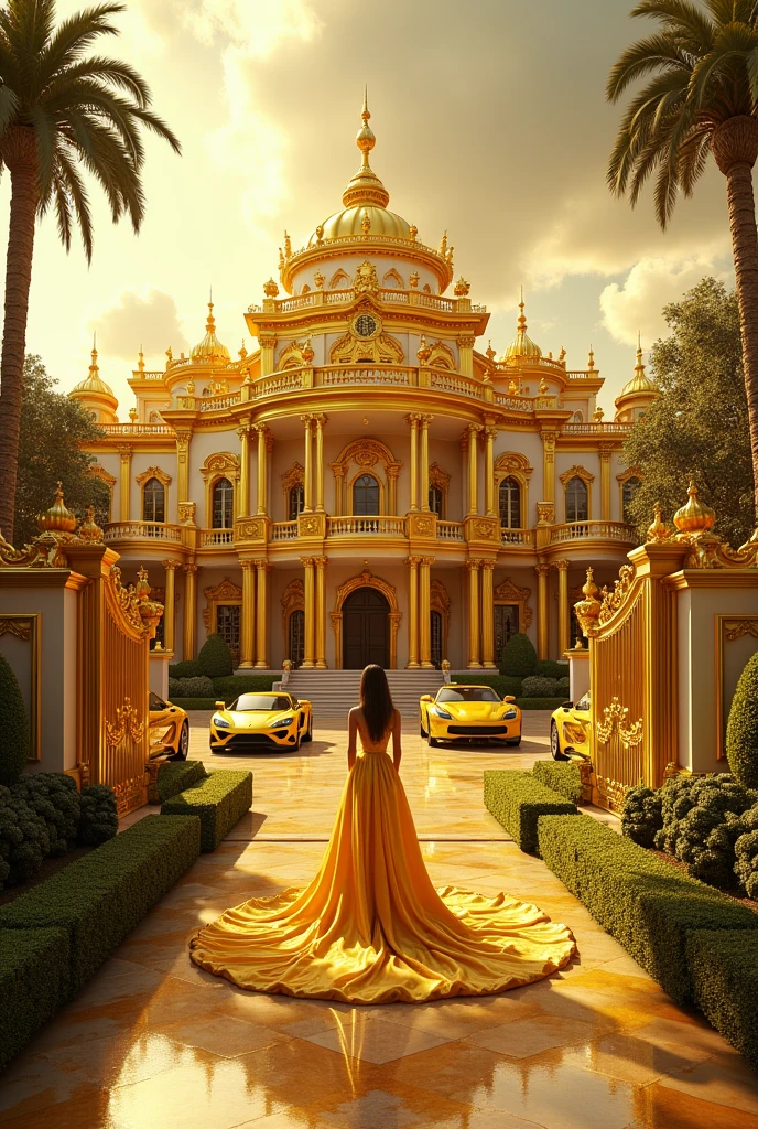 me a large mansion with luxuries cars and sexy girls make that mension of gold