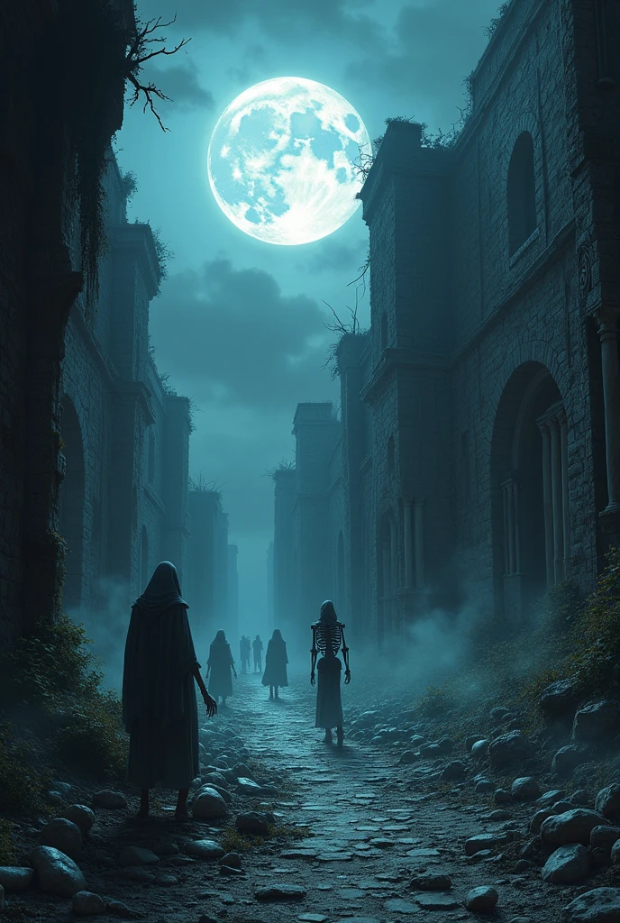 Dark fantasy、Boneyard、Bone、Halloween、Beautiful Full Moon、Ancient City