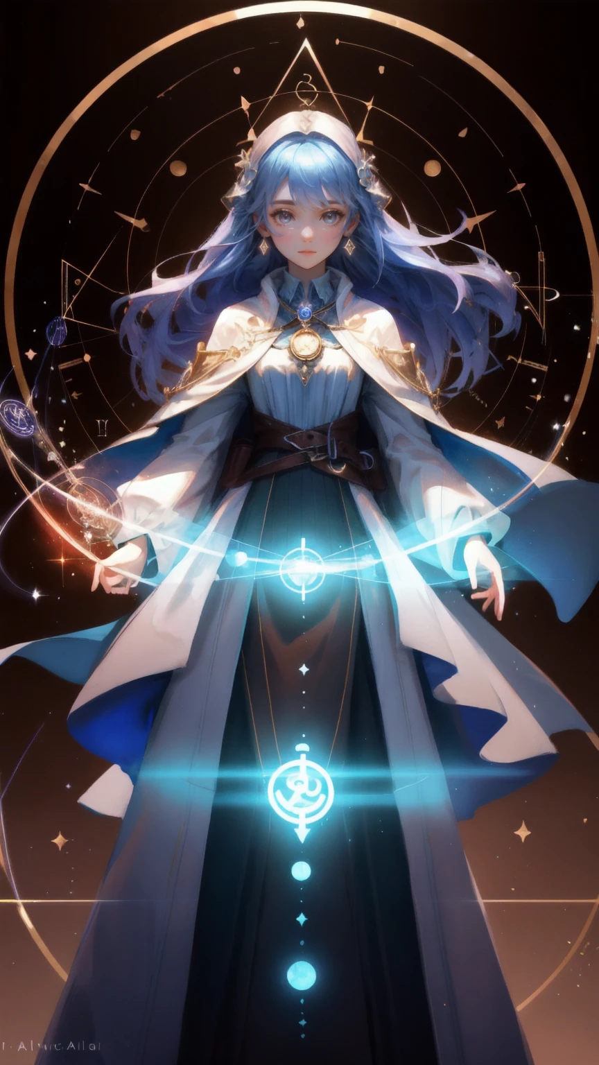 A beautiful, mystical girl dressed in a modern, alchemist-inspired outfit, holding glowing vials filled with swirling altcoin symbols. The symbols float and merge into the air around her, creating a magical aura. The scene is set against a rich brown background, with the soft glow of candles highlighting the mysterious, enchanting atmosphere. The keyword 'Altcoin Alchemy' is subtly integrated into the alchemical symbols floating around her, adding an extra layer of intrigue to the scene.