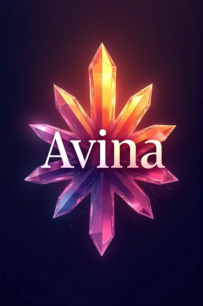 Crystal clear logo Avina name symbol theme like purple orange red yellow shade 