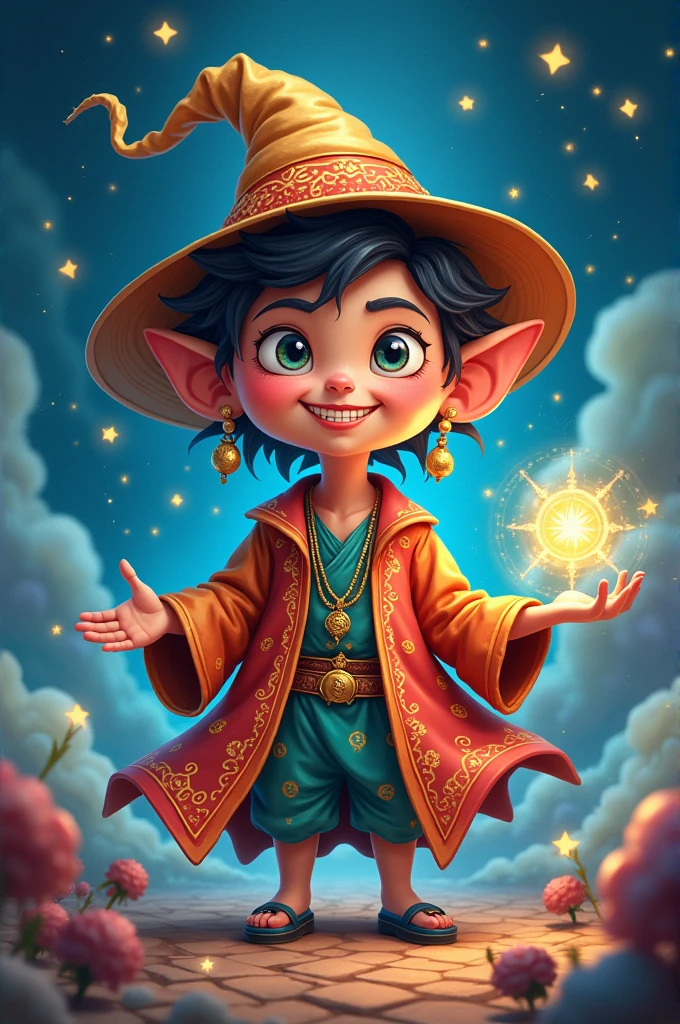 A jadugar cartoon type and realstics