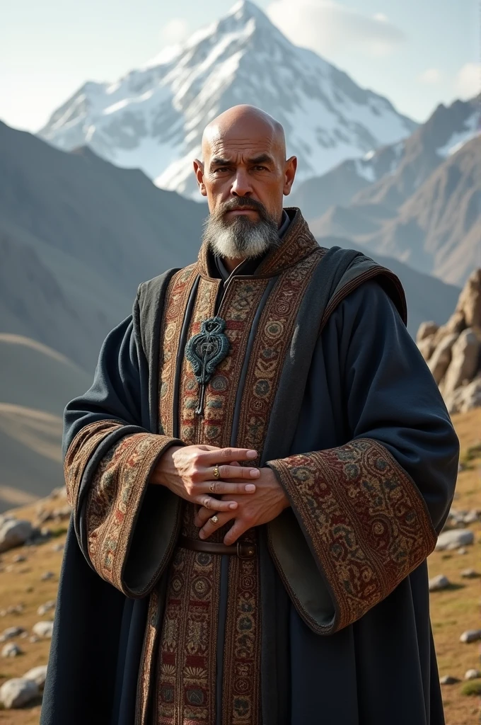 A man wearing black khan dress