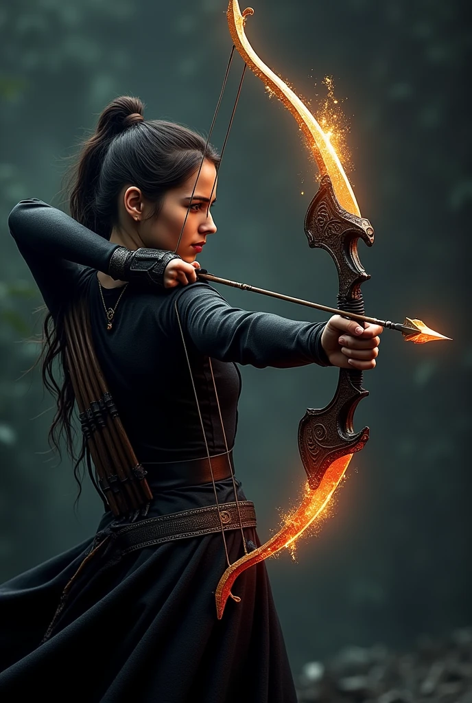 A bow and arrow that resembles Katniss Everdeen&#39;s from The Hunger Games and is similar to Apollo&#39;s bow, with some having fire, water, and poison arrows. 