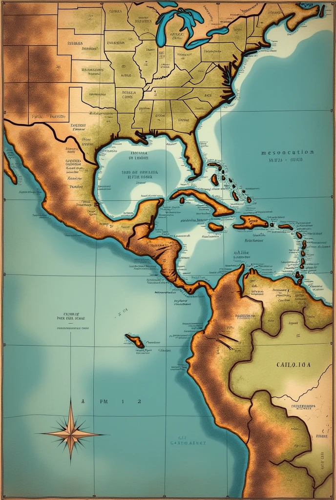 A map of the Mesoamerica region, which shows the area, which included the Mayan civilization in landscape format