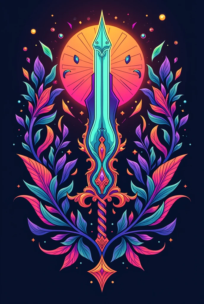 Simple Logo for my shop that sells creatively and visually appealing designed weapons colorful drawing like