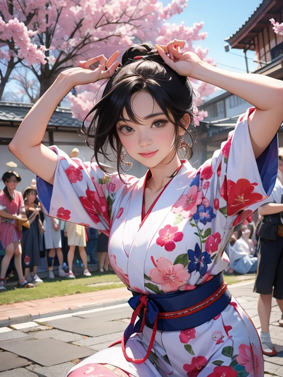 (Japan Bon Odori,最高masterpiece,Highest quality), Hot August,Bright vibrant anime art,People of all ages and genders dance and dance,  Dancing in yukata,Dancing with laughter,  Men and women, let&#39;s dance in a circle, dancing hero,Laugh Laugh,Dance Dance,Dancing in the square,Tokyo Marunouchi Station Square,masterpiece,Highest quality,High resolution,