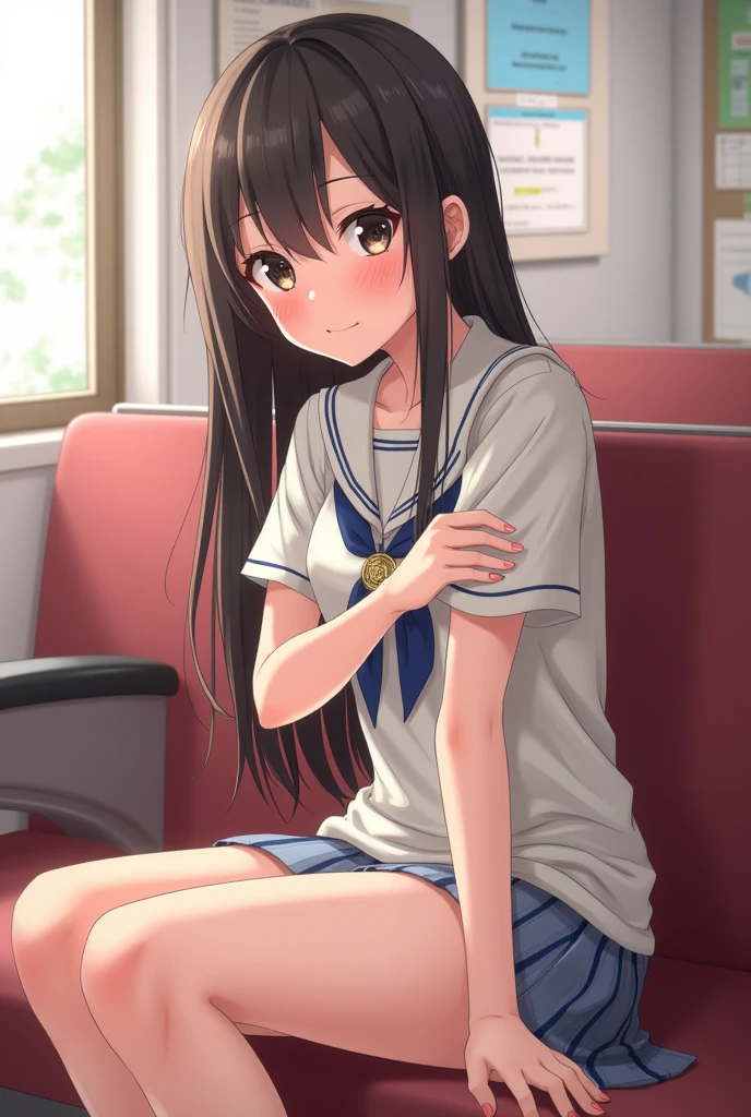 Pay attention to the cute high school girl&#39;s face、naked、Beautiful way to sit , Sit well, Taken from the opposite seat, 全naked