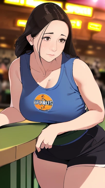 masterpiece,Highest quality,Very detailed,High resolution,8k,wallpaper,Perfect lighting,break(One Woman),((Mature woman working at a sports bar:1.5)),(4),(Hooters),(((Snug-fitting white tank top:1.5))),((The tank top has the sports bar logo on it..:1.5)),(((Small shorts:1,5))),(((Very detailedなコスチュームの描画:1.5))),break(Beautiful Eyes:1.5),(Detailed face drawing:1.5),(Detailed face drawing:1.5),((Very detailedな女性の手:1.5)),(Glowing Skin:1.2),(Big Breasts:1.2),(Thick thighs:1.5),(Sensual body:1.5),(Sports Bar Background:1.5),(((Blur the background:1.5))),break(((I&#39;Embarrassing:1.5))),(Carrying food:1.5)
