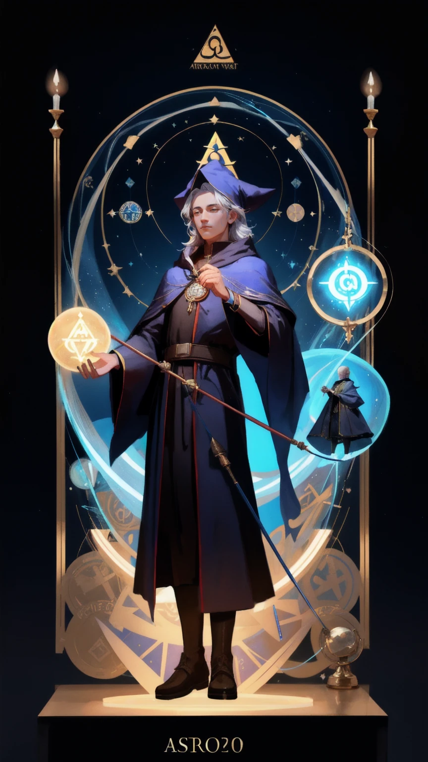 arafed image of a wizard with a magic wand and a lot of symbols, concept art inspired by Keos Masons, Artstation contest winner, metaphysical painting, typical cryptocurrency nerd, 2 1 st century monk, an arcane wizard casting a spell, the wizard, wizard pondering his orb, an alchemist gnome, masonic art, an alchemist