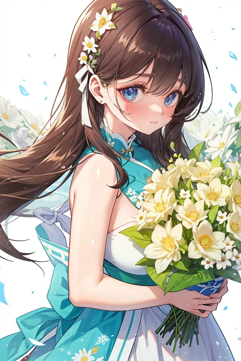 Close-up of a woman holding a vase, With flowers, Magazine Photos, author:Kojima Ayami, official art works, Shin Jin Hye, Surrounded by frozen flowers, author:unbelievable, Dilraba Dilmurat, Nam Jae-yeon, Simsbo, Huang Shiwen, Mackenzie Foy, author:Zhang Han, Park Jimin, author:Golden Farmer