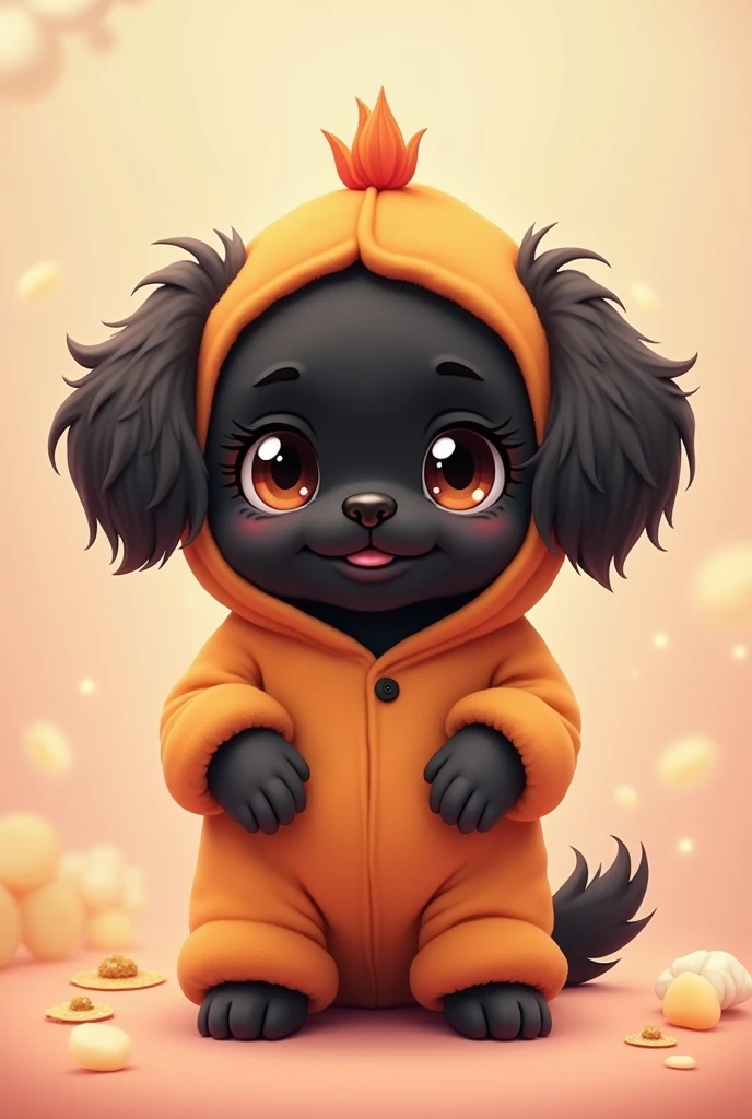 Shih tzu puppy，Anime Touch，Baby Dog，Black shih tzu puppy，Fried shrimp costume