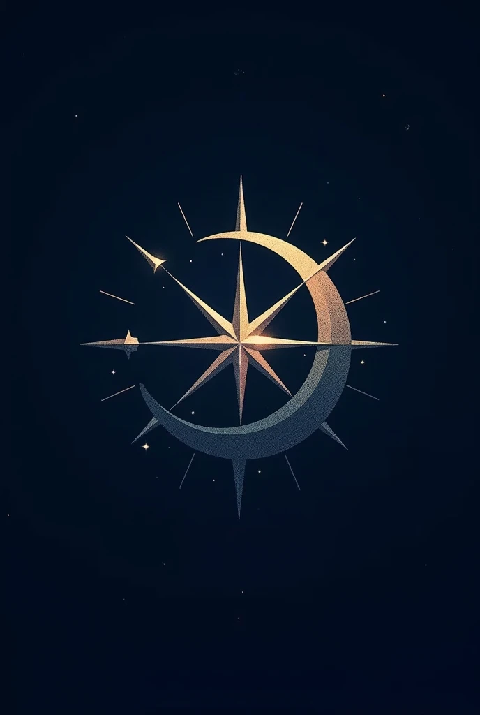 create logo,14-pointed star fusion with crescent moon
