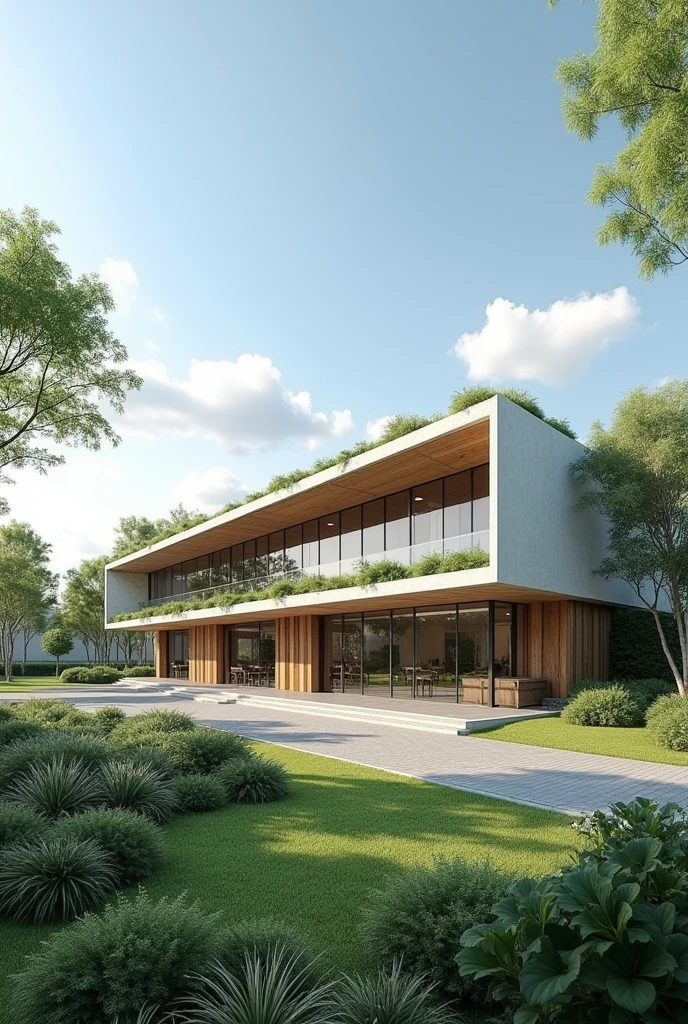 modern sustainable single storey government building