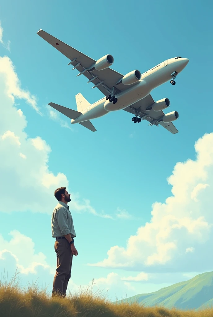 Man standing with a plane