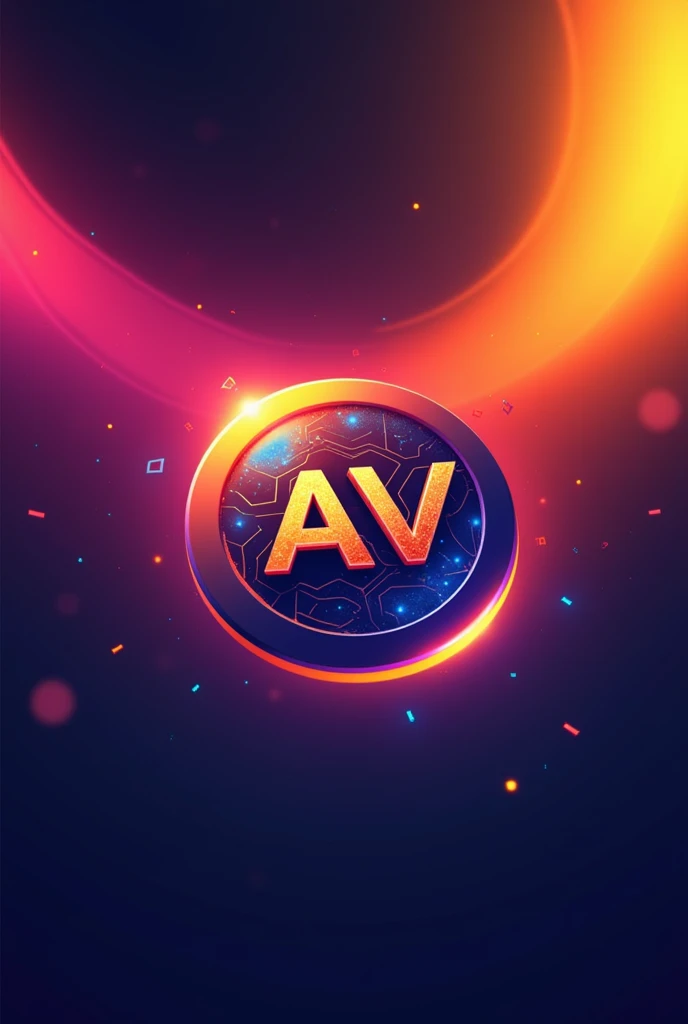 Logo For Ai Banking color theme red , orange , purple, blue , yellow mixing and shade of colors And logo based on AI  Banking Symbol like AI coin On coin write mix fonts AV And AV WRITE WITH CASH FONTS AND BOLD WITH TEXTURE 