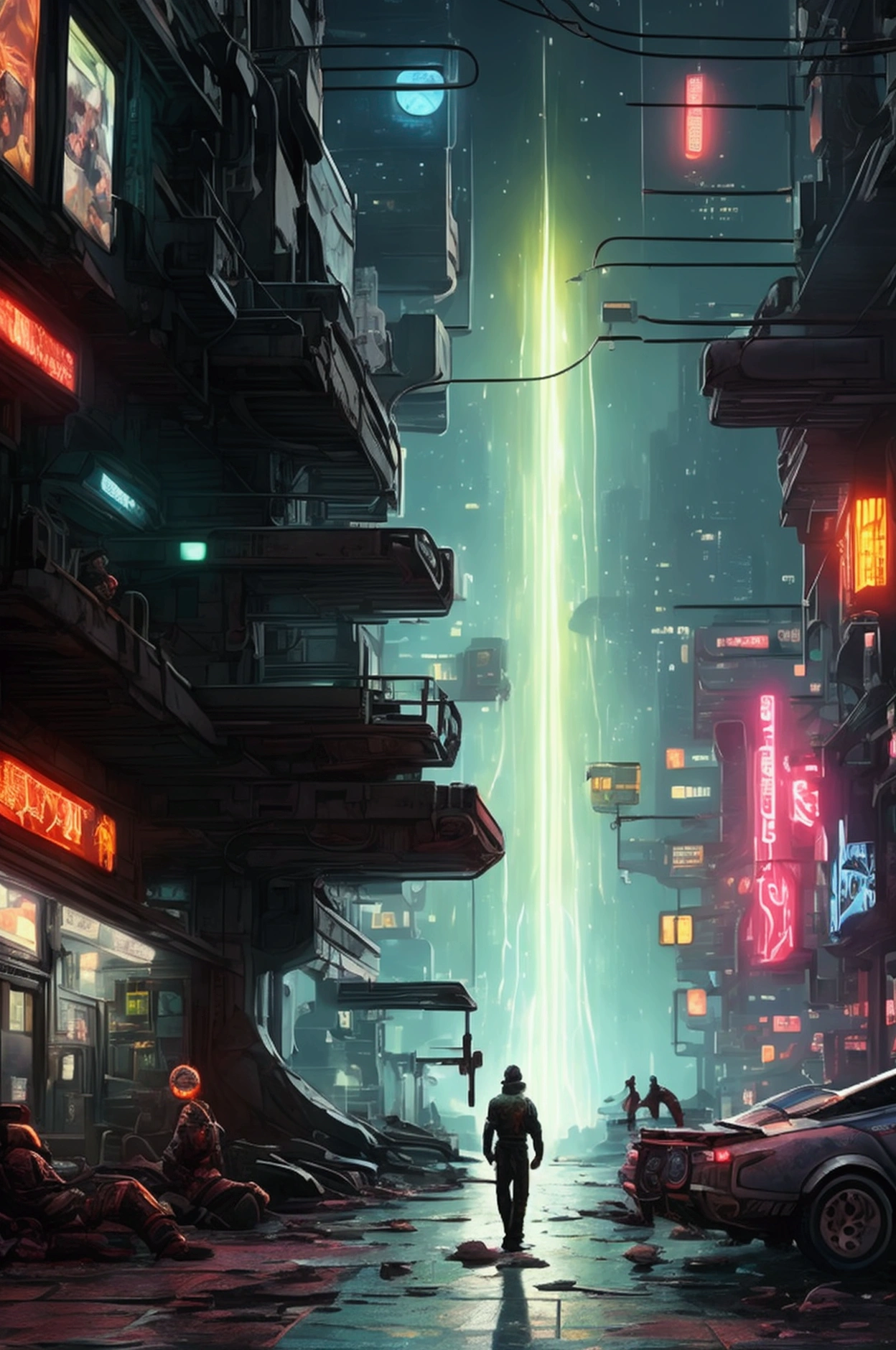 Malen.southwest, illustration, better quality, (science fiction:1.2), two, degree of freedom, (Ciberpunk:1.15),neon, Change the background to something like a galaxy, RAW photos, super sharp, (FullHD Epic Wallpapers) 8k words, dslr, soft lighting, high quality, film grain, Fujifilm XT3, Be touched by the warmth of a thousand suns, Flows around the face, Emits an inner light that melts away shadows and doubts.. His eyes, The Color of the Summer Sky, Shine with unwavering optimism, A beacon of hope even in the darkest of times. his smile, It&#39;s real and contagious, It will melt the frost in your heart in winter.. He carries a weathered lute on his back.., A tree that has been sung with countless stories and whose soul has been lifted and smoothed. That melody, Filled with the warmth of the sun and the joy of life., Give courage to the faint heart and remind even the most weary soul of the beauty that still exists in the world.. break, realistic, perfect quality, best quality, very sharp, very detailed, perfect quality, masterpiece, intricate details, punk, fried food, Splash, Bouncing, explosion, explosion하는 연기, pacifier, Colorful turquoise, Make it hot, vivid colors, View viewers, Cinema Lighting, (comic book:1.1), (A variety of messy and cluttered backgrounds:1.1), (Particles of Light), (Rich details),(amazing), (Dynamic point of view shot, medium shot), portrait, (sharp focus) , Colorful Light, night, (cyber punk shopping mall background), Standing in the mall, futuristic, ((cyber punk background)),telephoto lens