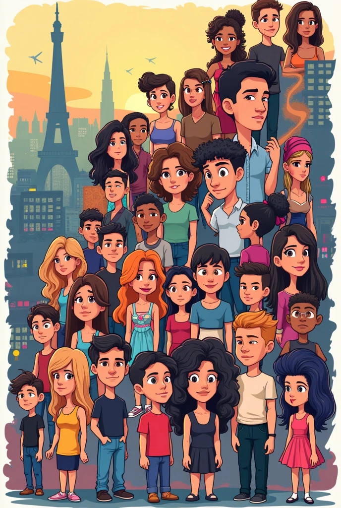 Create a cartoon pictures collage showing the progression of human understanding and attitude of gender and sexuality in modern societies.