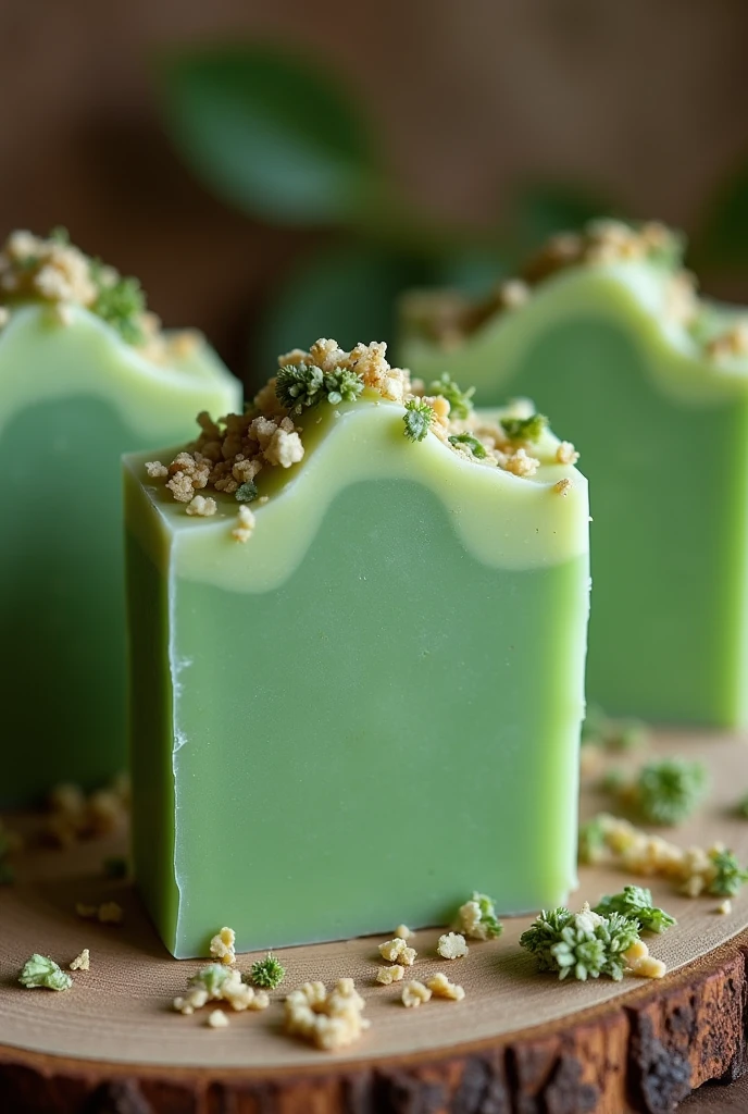 Homemade green soap with alfalfa 