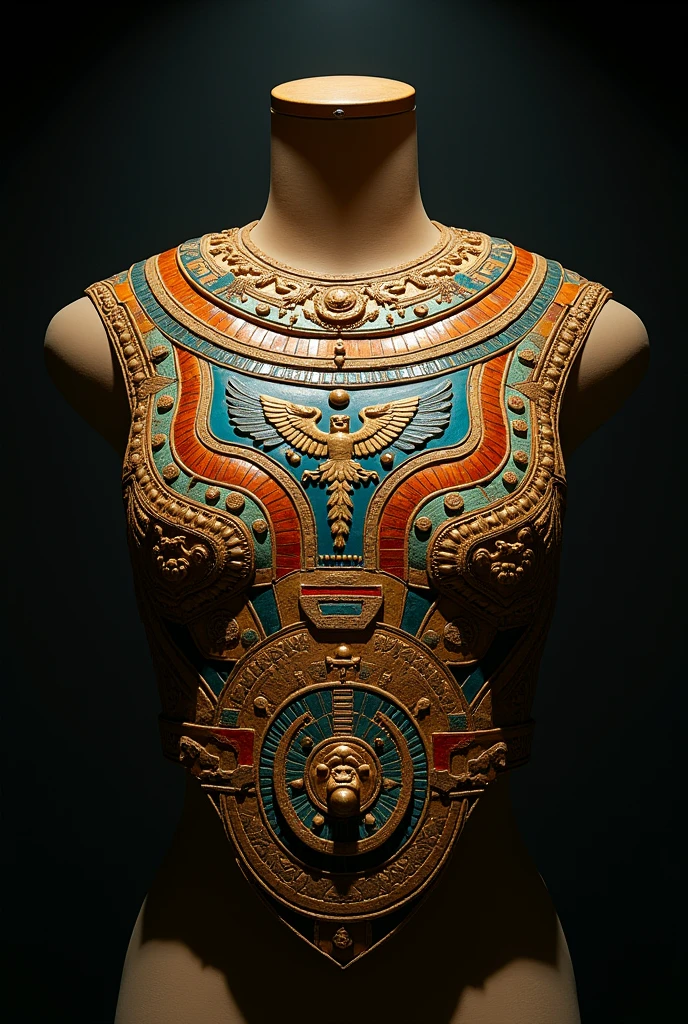 Pre-Hispanic Aztec pectoral on display in museum