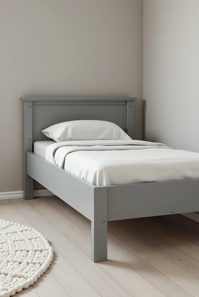 Single bed for boys with legs and without upholstery newer version of the bed with gray color and more massive legs 