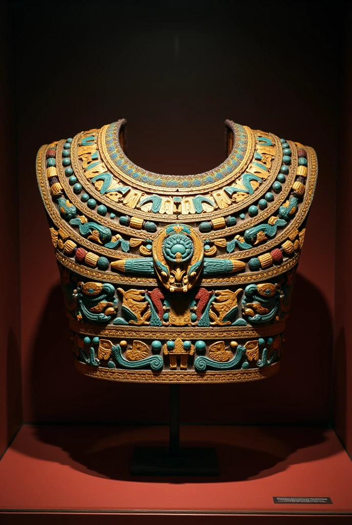 Pre-Hispanic Aztec pectoral on display in museum