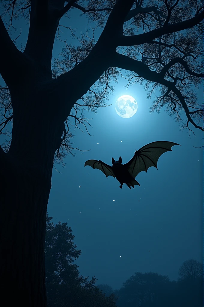 A bat jumped from a tall tree