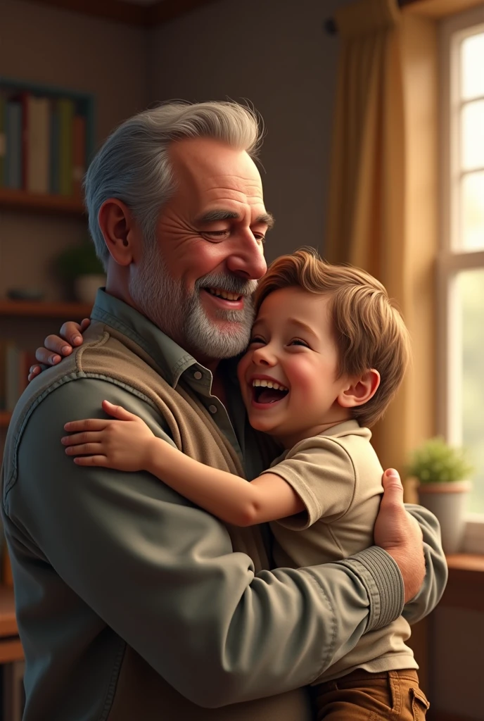 gave me a realistic image of the  laughing with his young father