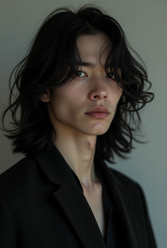 A boy with beautiful long hair, sigma look, 8K