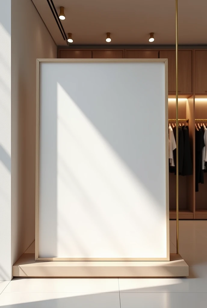 A designer boutique with a blank poster