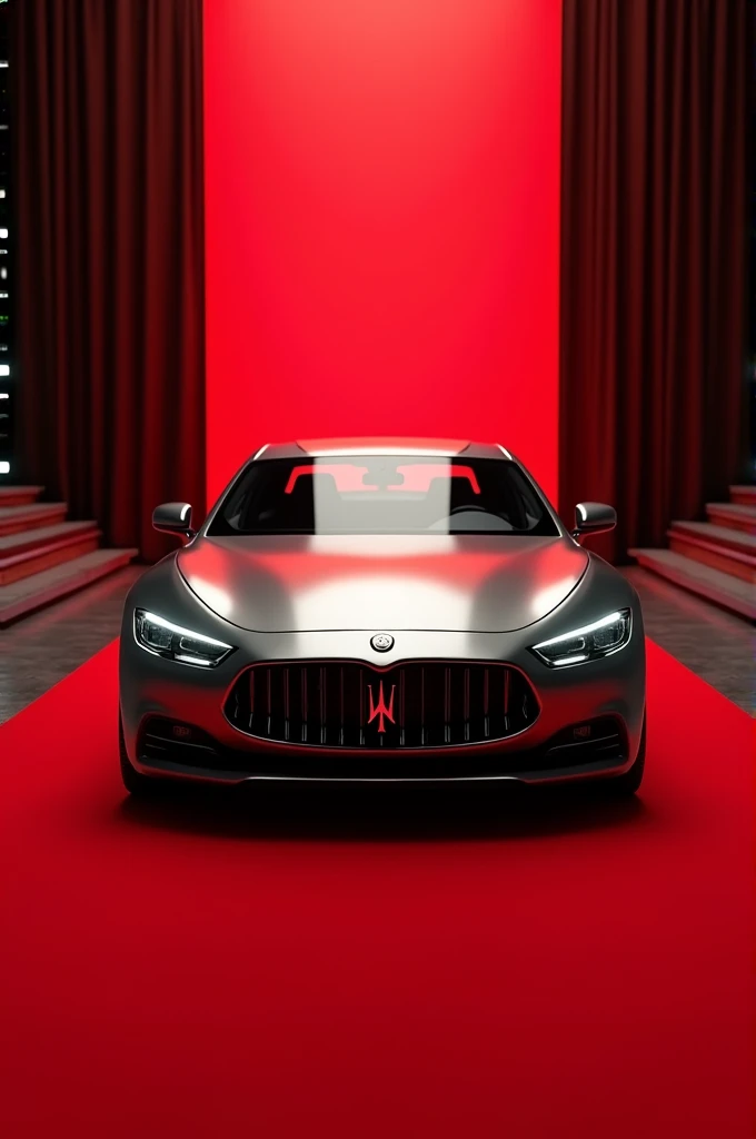 A car with red carpet 